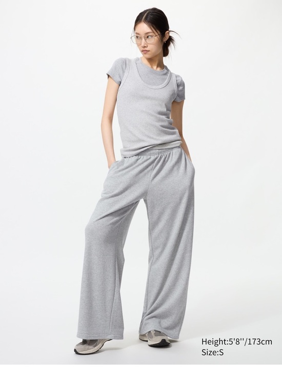 Uniqlo Pants - Uniqlo Wide-Leg Sweatpants Size M Fleece-Lined Elastic Waist Athleisure